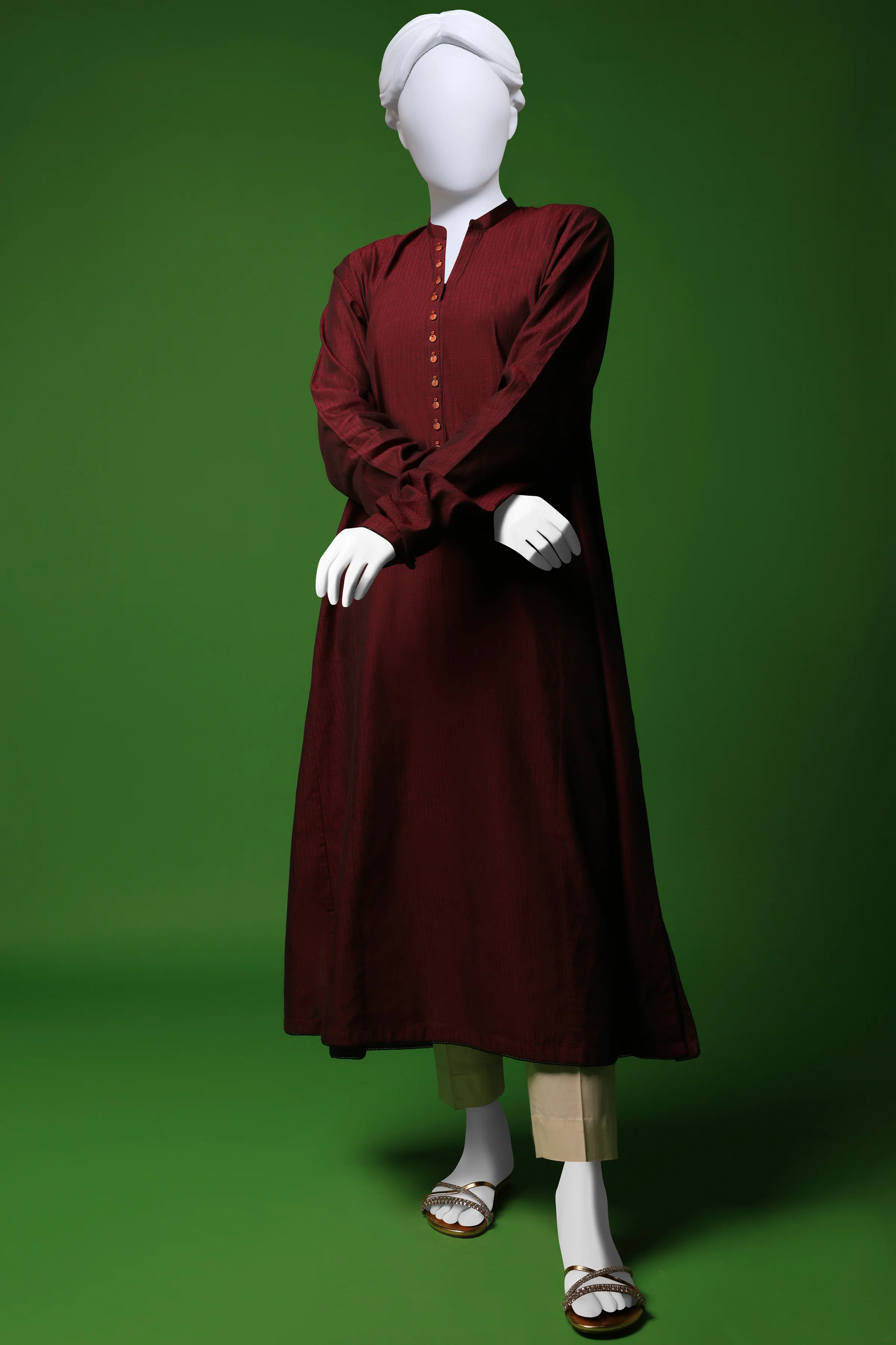 MAROON JACQUARD KURTI | CCW-1PS-S-US-22-3072 HERRING BONE - Image 5