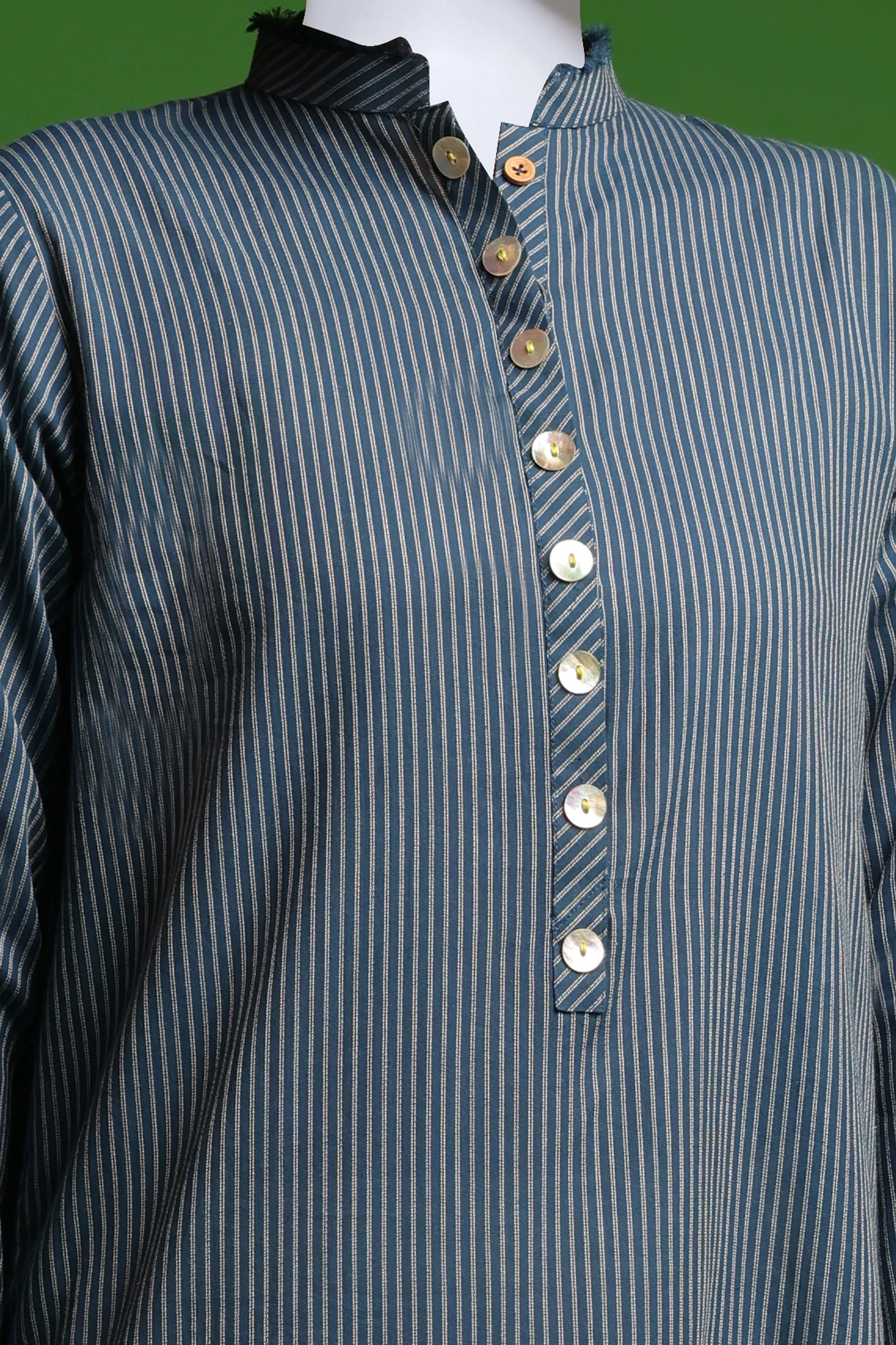 BLUE JACQUARD KURTI | CCW-1PS-S-US-22-3073 PIN STRIPES - Image 3