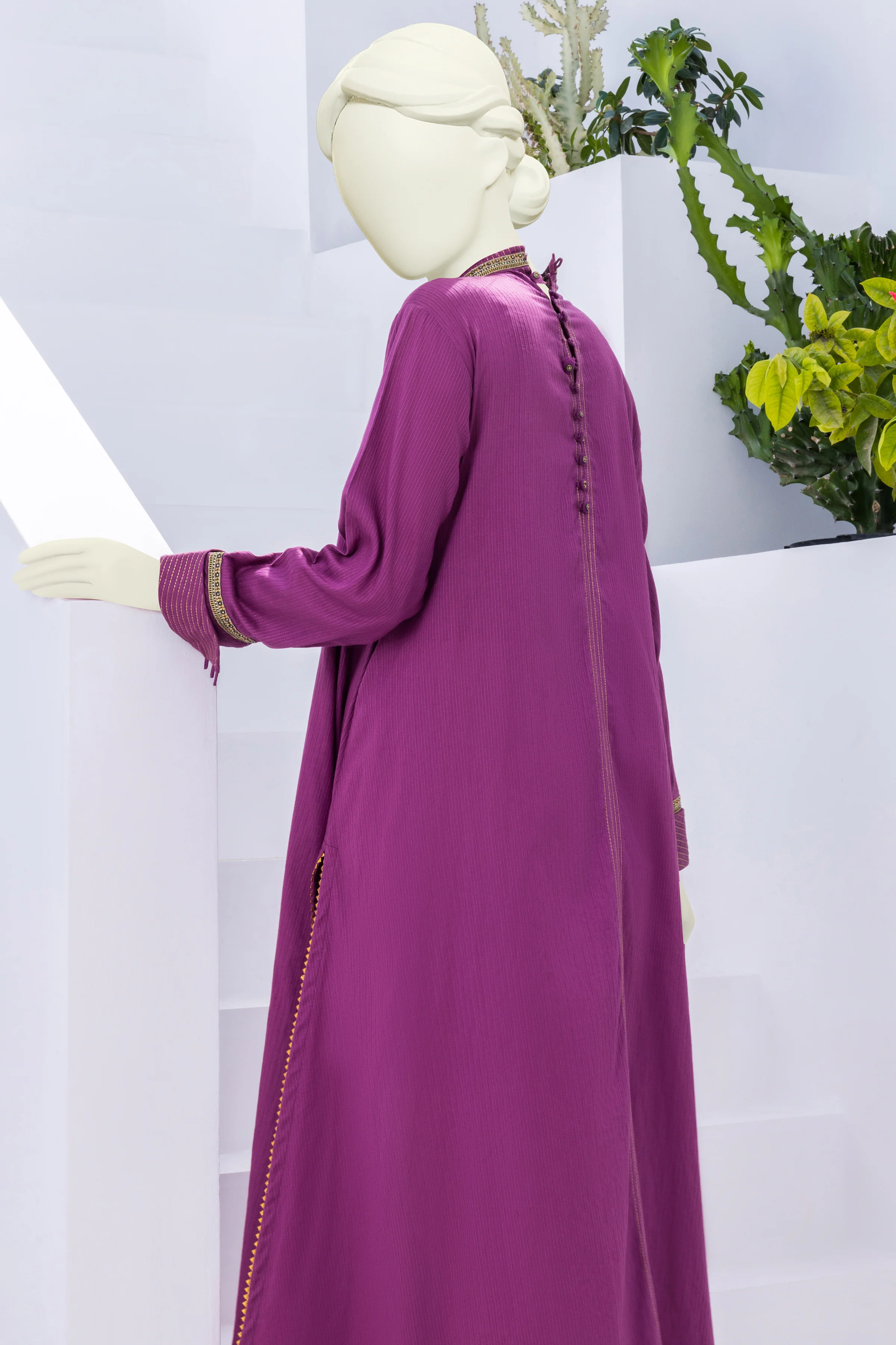 PURPLE JACQUARD KURTI | CCW-1PS-S-US-22-3075 DARK TURFFLE - Image 2