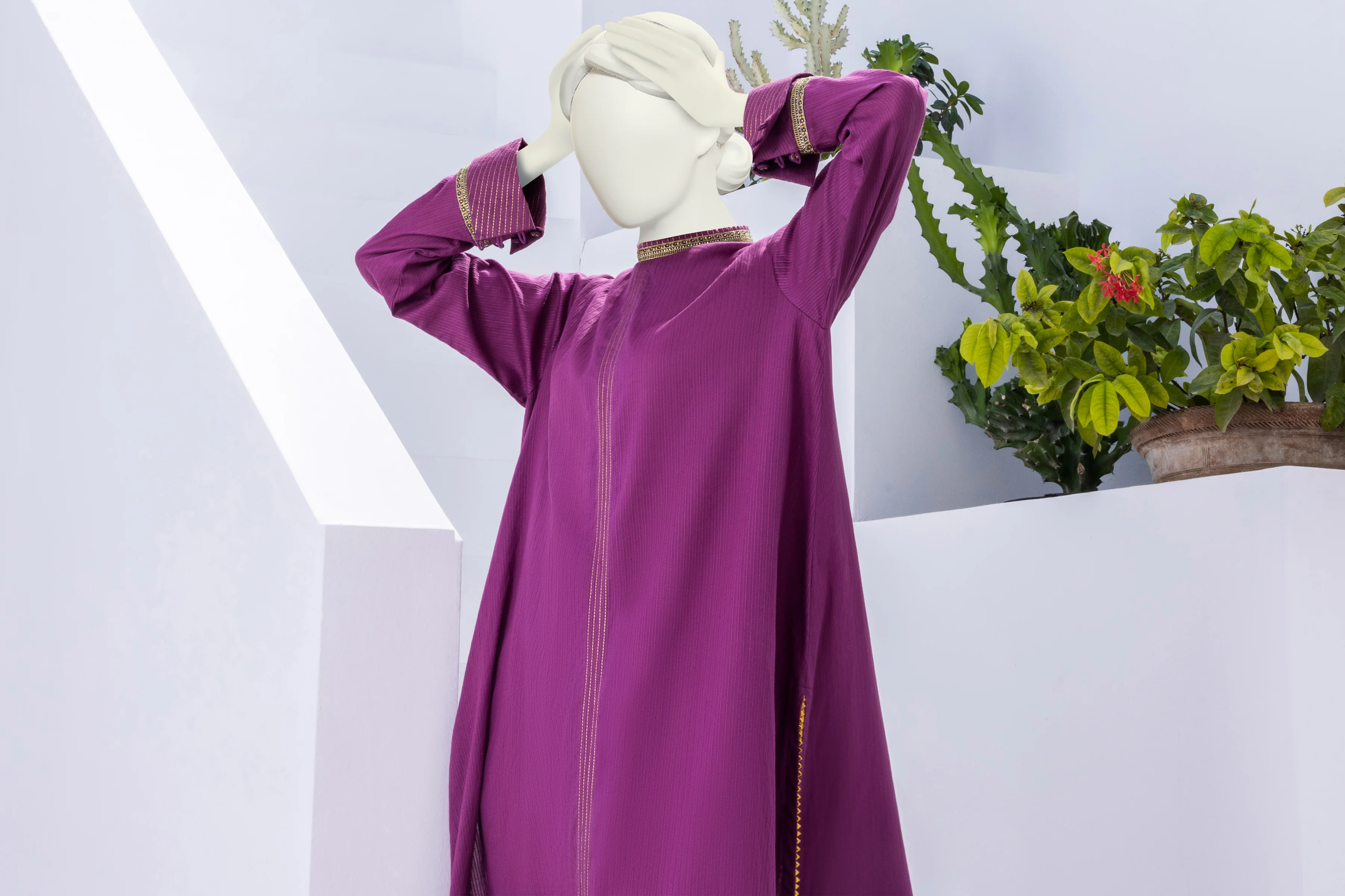 PURPLE JACQUARD KURTI | CCW-1PS-S-US-22-3075 DARK TURFFLE - Image 4