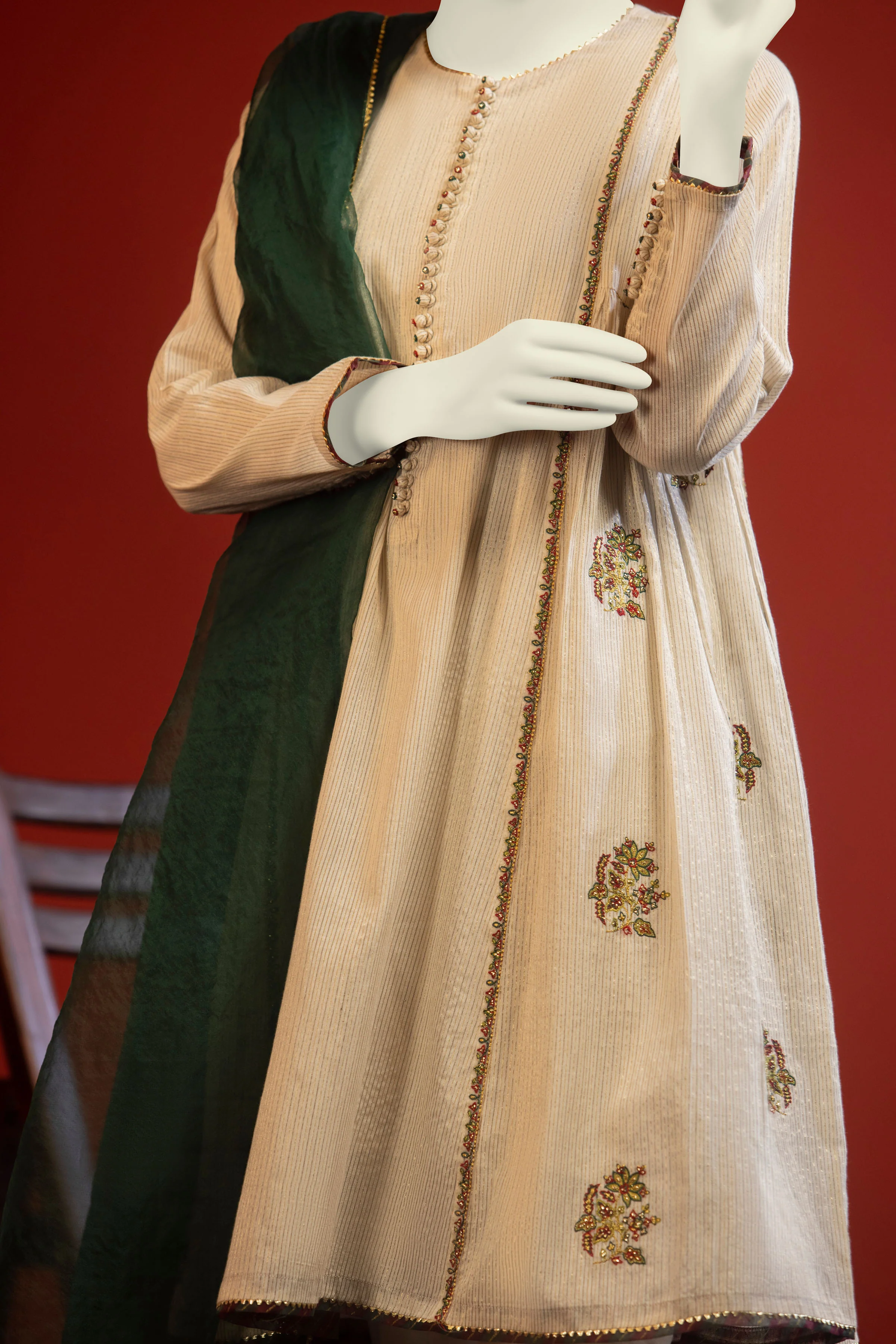 OFF WHITE ZARI 2PC STITCHED | CCW-2PS-SD-S-US-22-1001 COTTON - Image 6