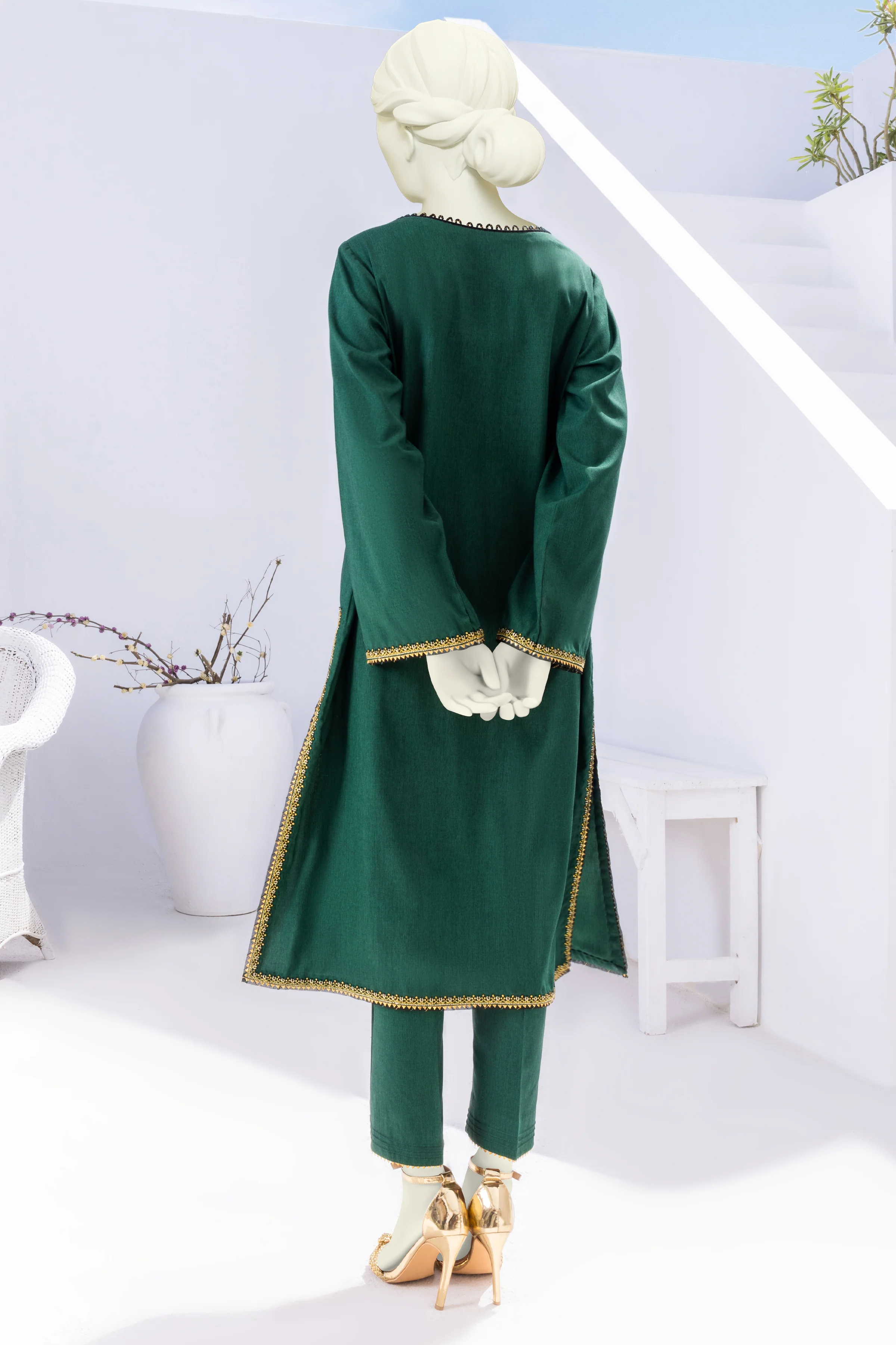 GREEN TEXTURED 2PC STITCHED | CCW-2PS-ST-S-US-22-2045/S ALMOND - Image 2