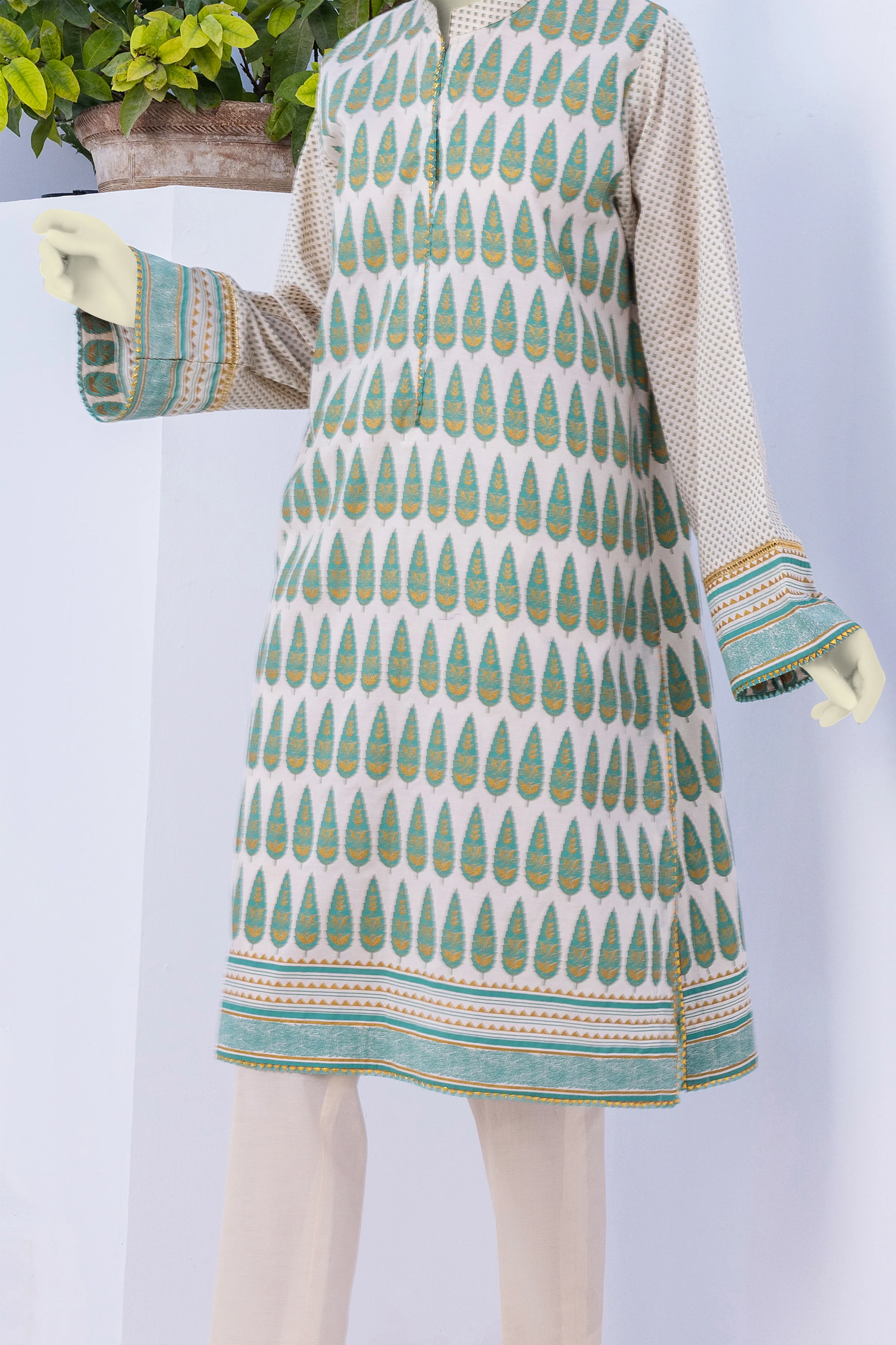 BEIGE-GREEN LAWN 2PC STITCHED | CCW-2PSU-ST-S-US-22-2063/S VIOLA - Image 4