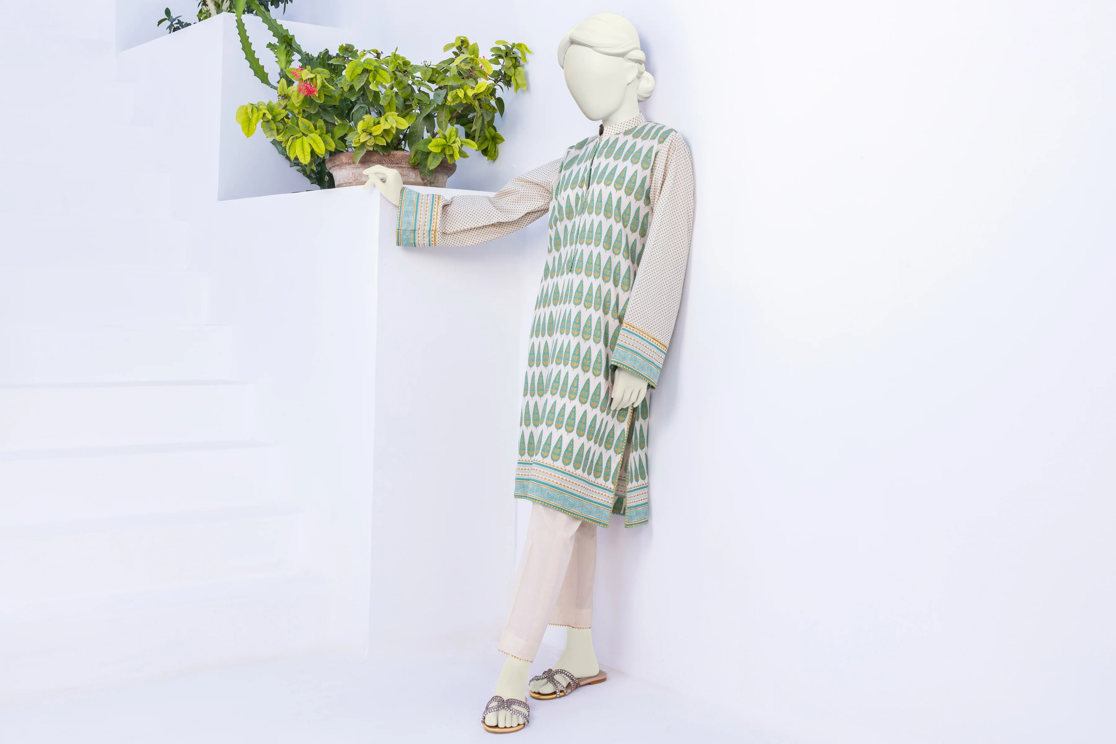 BEIGE-GREEN LAWN 2PC STITCHED | CCW-2PSU-ST-S-US-22-2063/S VIOLA - Image 6