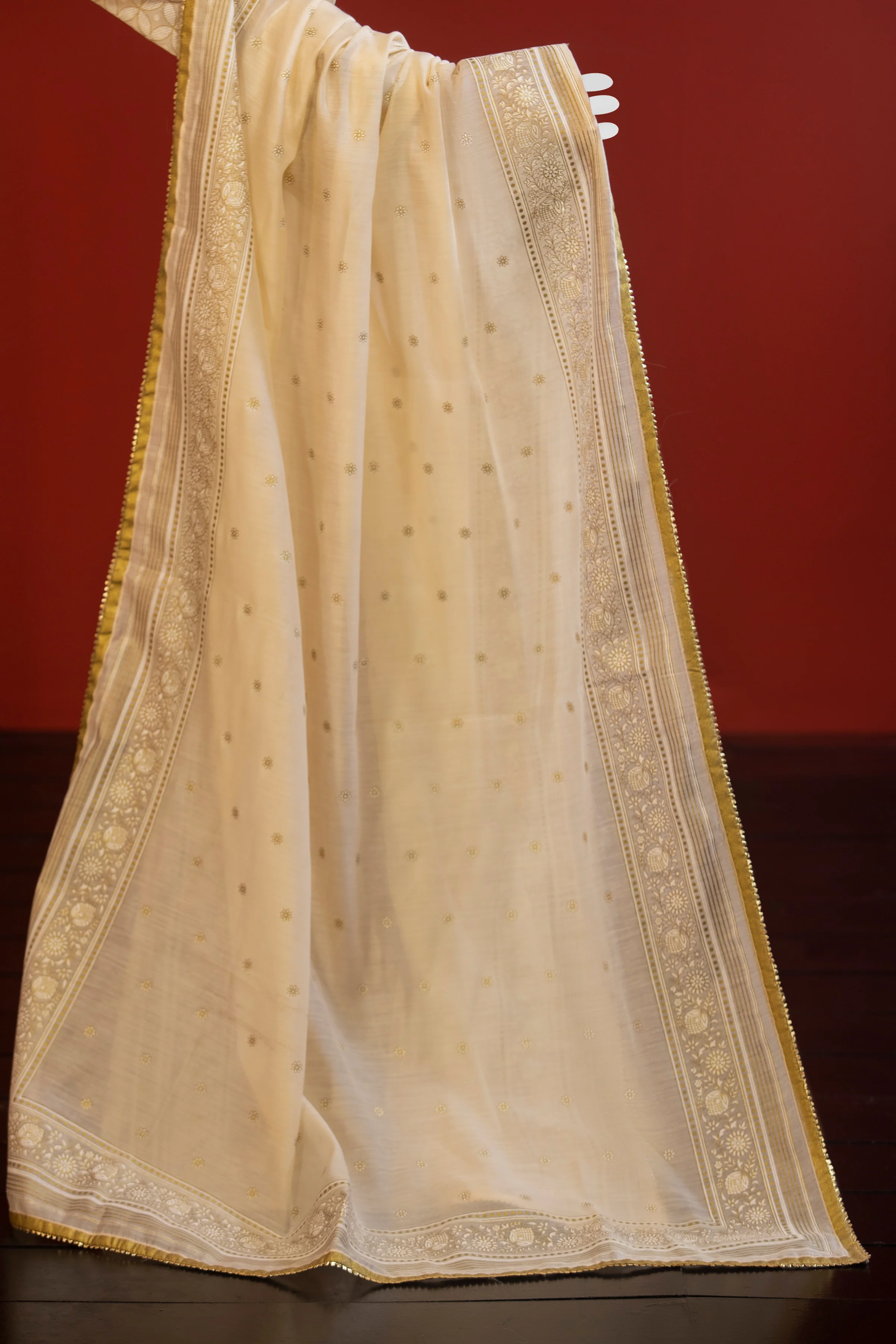 BEIGE CHANDERI 3PC STITCHED | CCW-3PS-S-US-22-003 KHAKI - Image 3