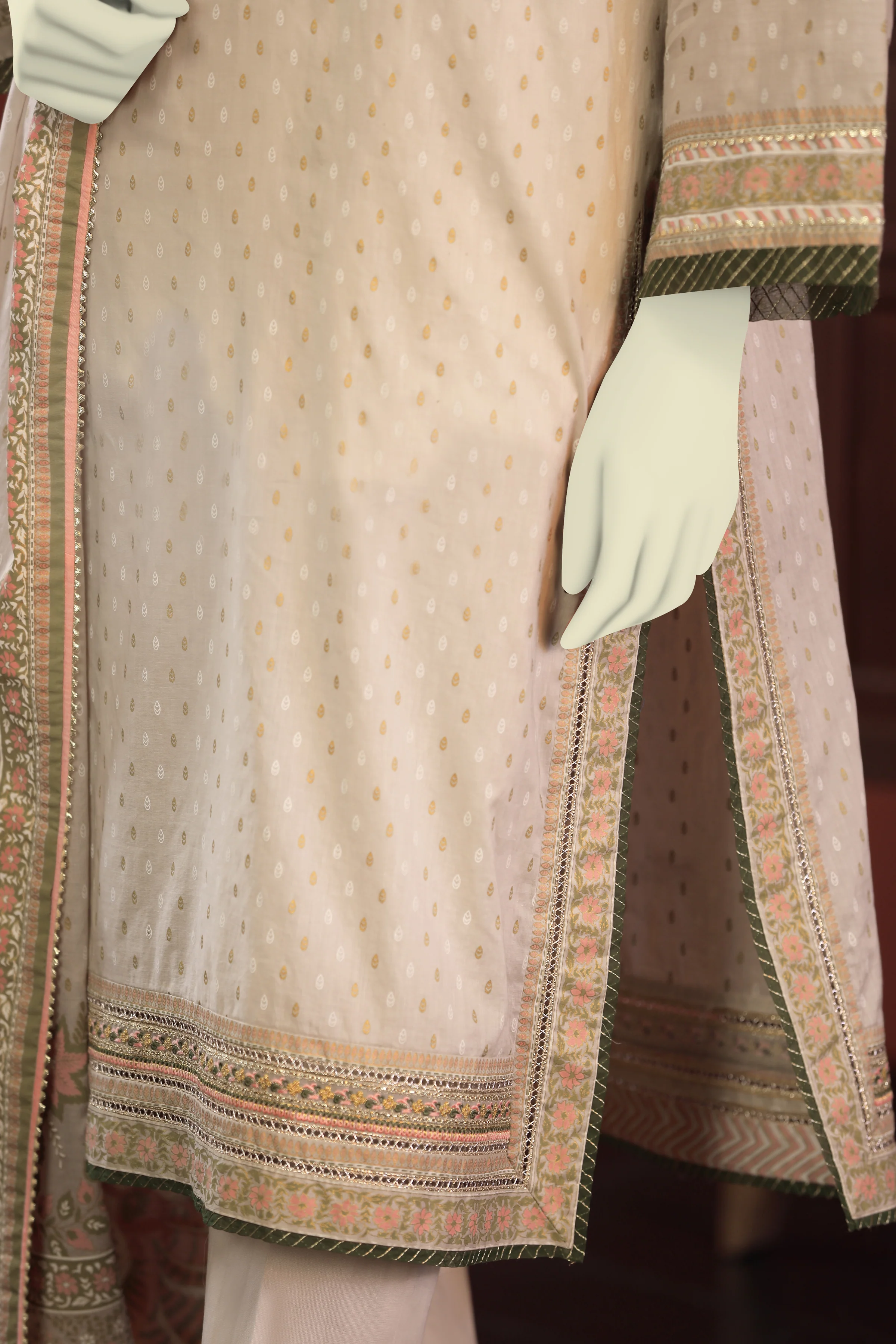 BEIGE LAWN 3PC UNSTITCHED | CCW-3PSU-S-US-22-021/A BAHAR-1 - Image 3