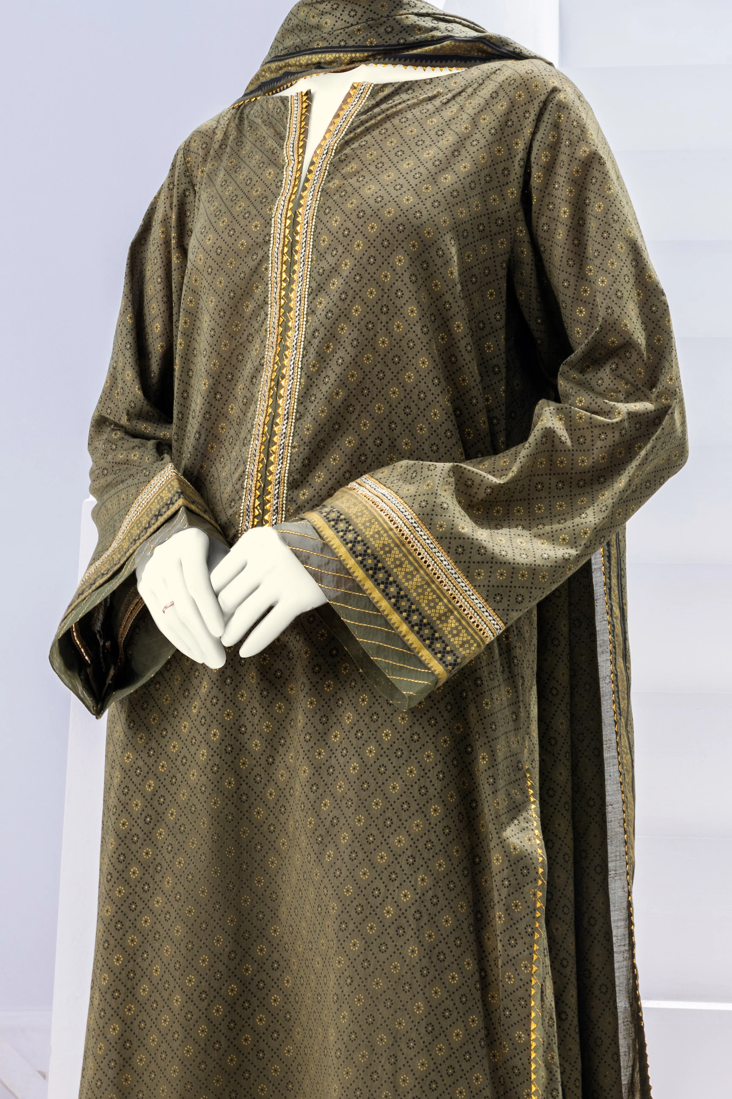 OLIVE GREEN LAWN 3PC STITCHED | CCW-3PSU-S-US-22-040/S GULAAL - Image 6