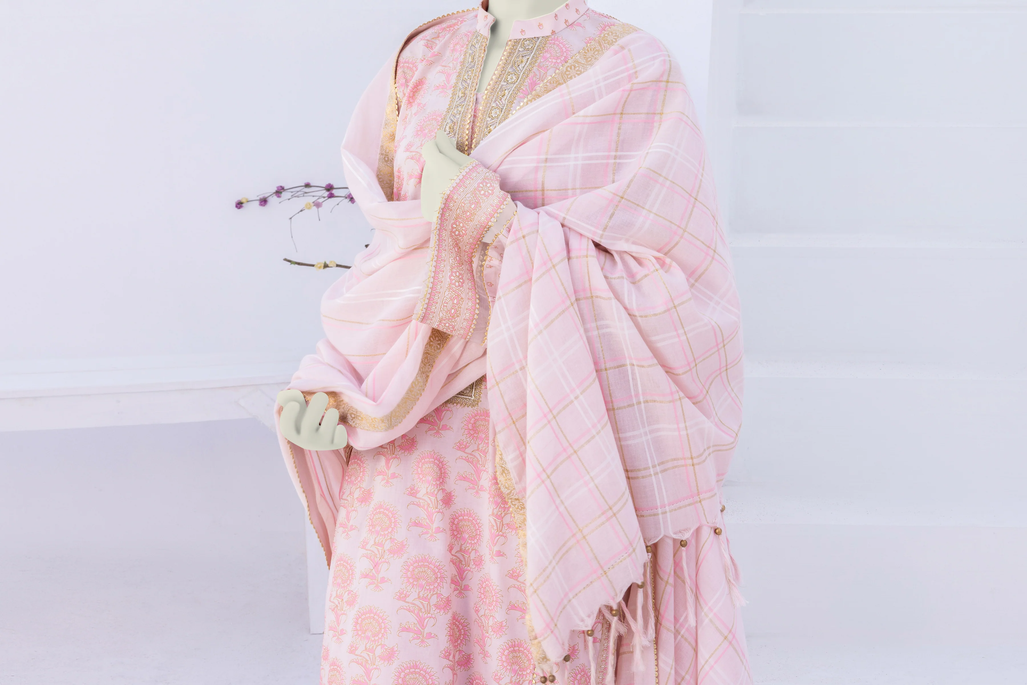 PINK LAWN 3PC UNSTITCHED | CCW-3PU-S-US-22-039/A ROSE-1 - Image 6