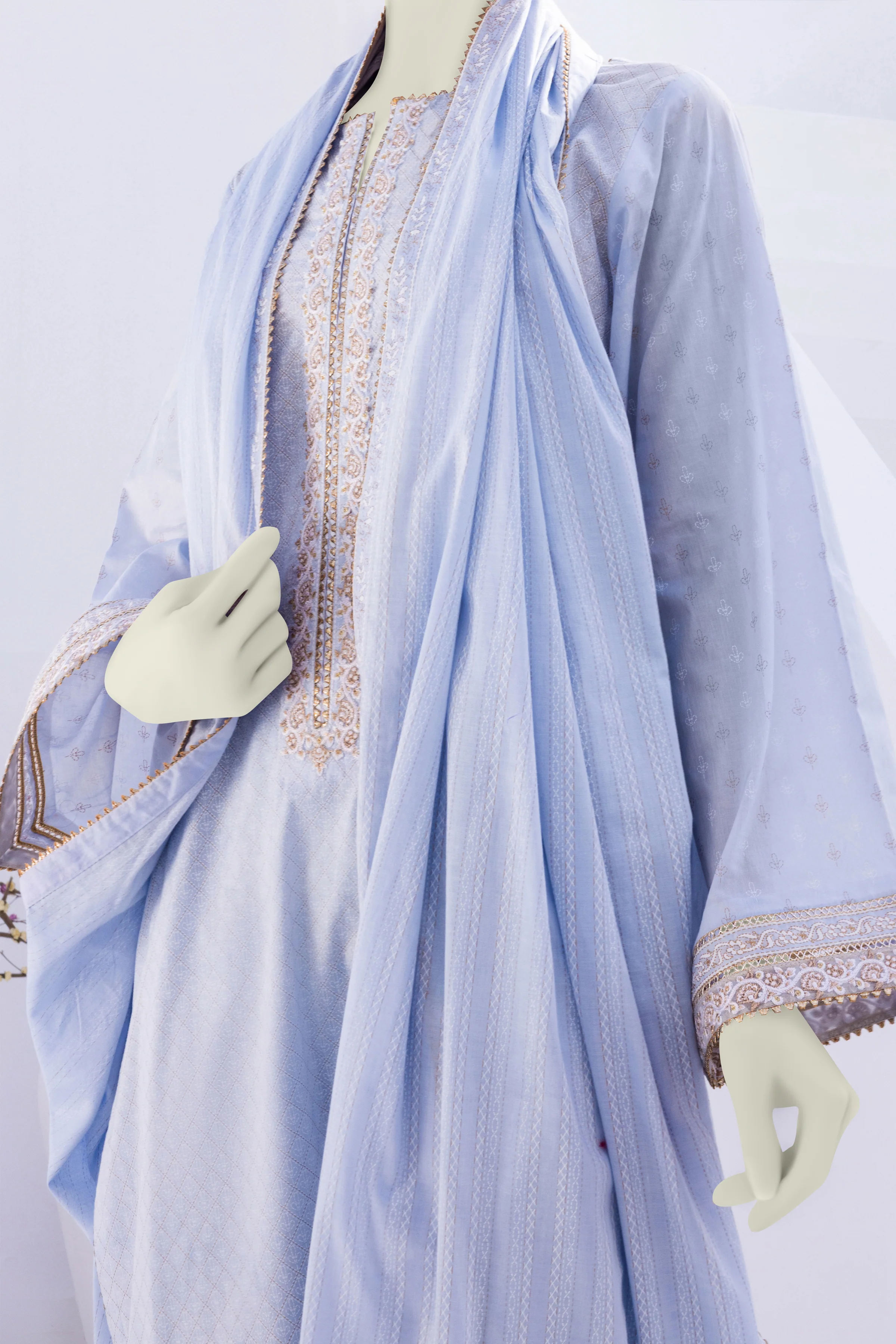 SKY BLUE LAWN 3PC UNSTITCHED | CCW-3PU-S-US-22-046 IRIS - Image 3
