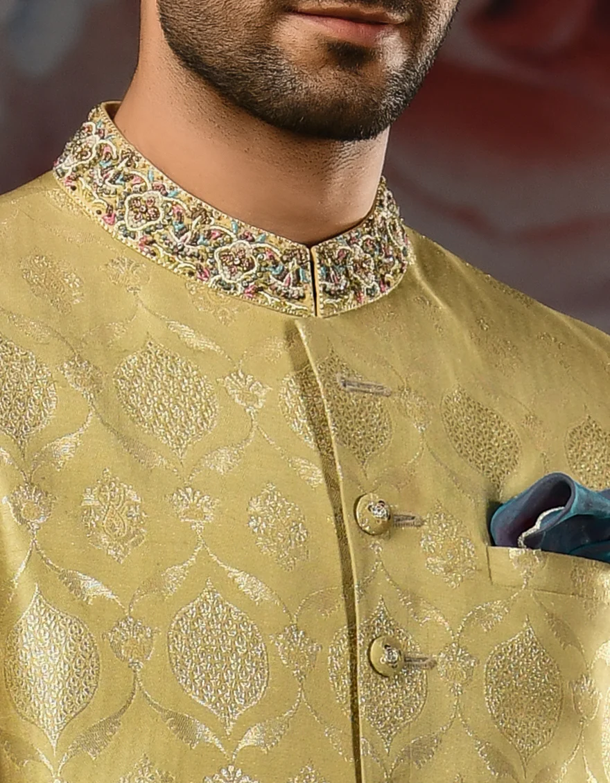 OLIVE SHERWANI | JJSW-US-531/S22/JJ7306-FL - Image 2