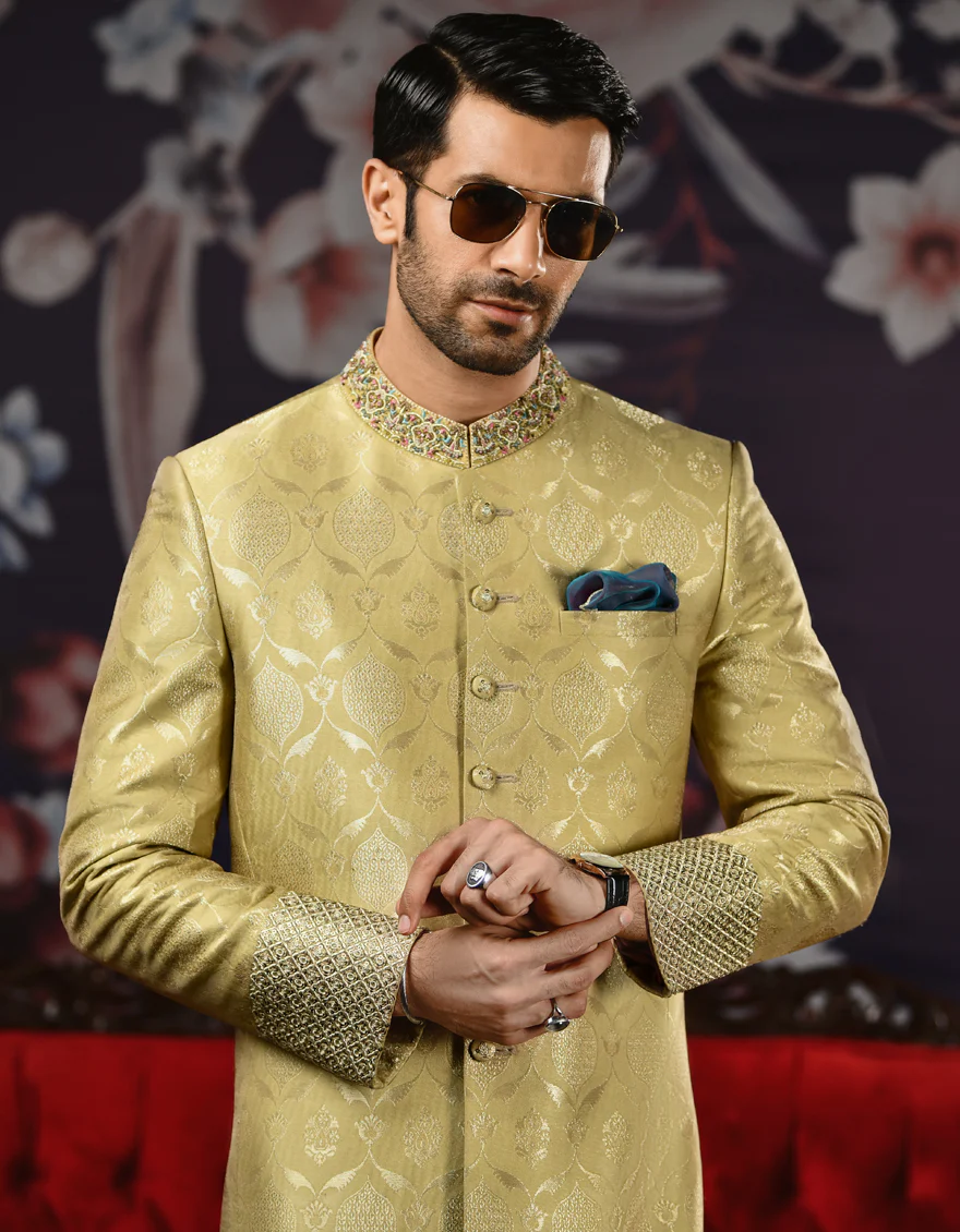 OLIVE SHERWANI | JJSW-US-531/S22/JJ7306-FL - Image 5