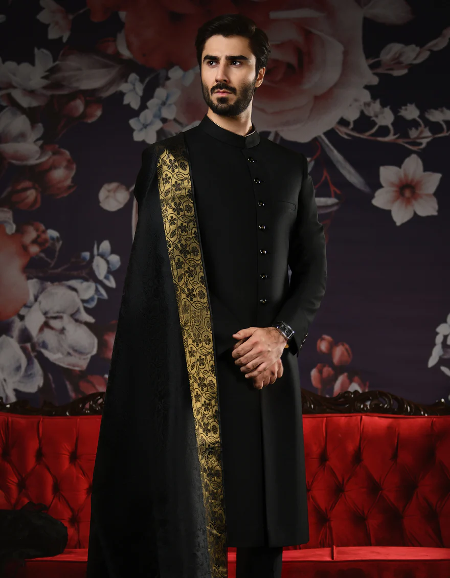 BLACK SHERWANI | JJSW-US-535/S22/JJ8299-FL - Image 3