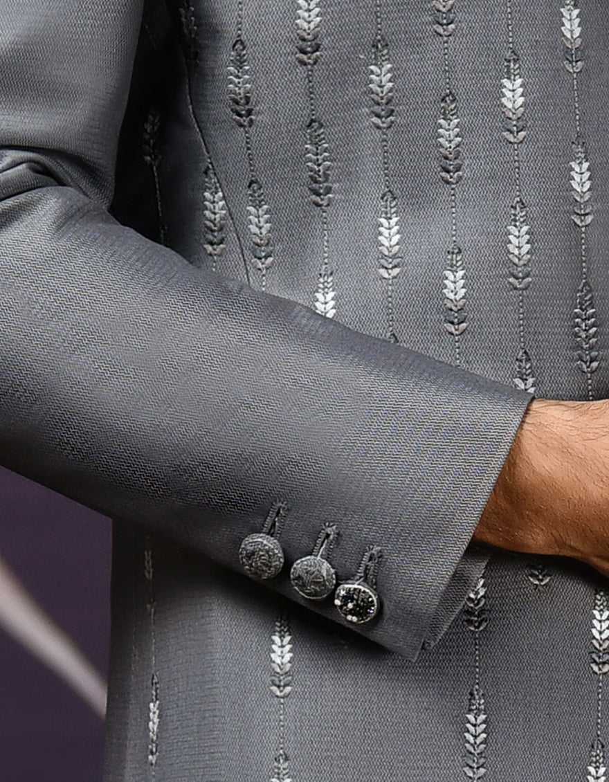 HEATHIER GREY SHERWANI | JJSWP-US-538/S22/JJ8299-FL - Image 3