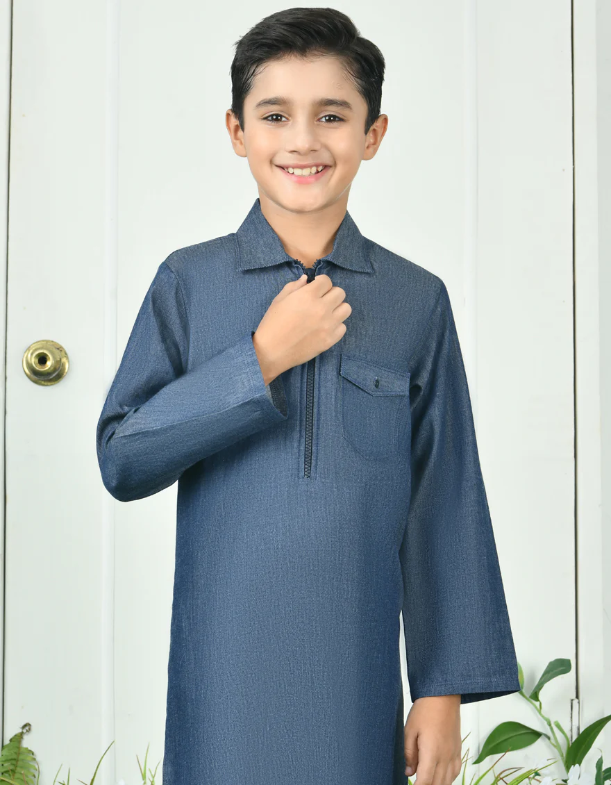 BLUE COTTON KURTA | JCK-A-34697/S24/JJ9386-CL - Image 2