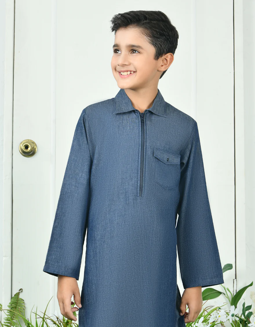 BLUE COTTON KURTA | JCK-A-34697/S24/JJ9386-CL - Image 3