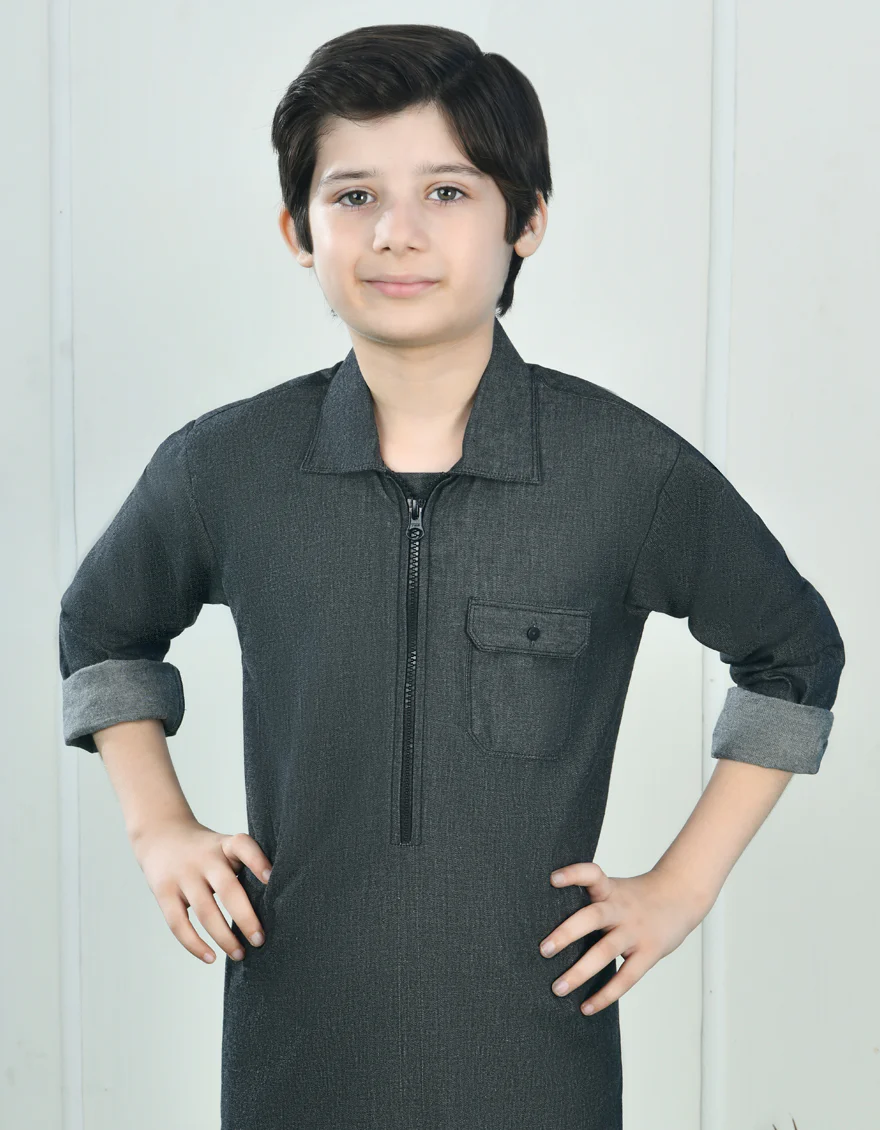 BLACK COTTON KURTA | JCK-A-34699/S24/JJ9386-CL - Image 2