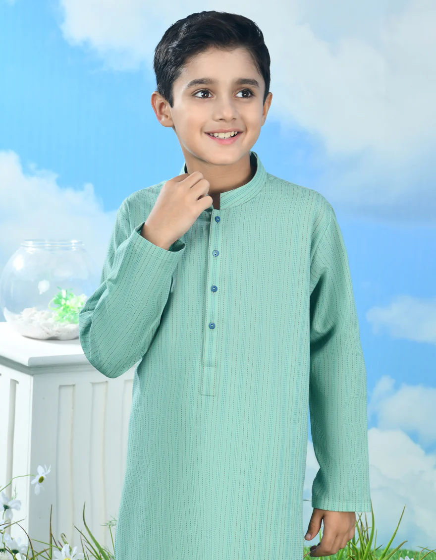 GREEN COTTON KURTA | JCK-A-39117/S24/JJ3384-CL - Image 2