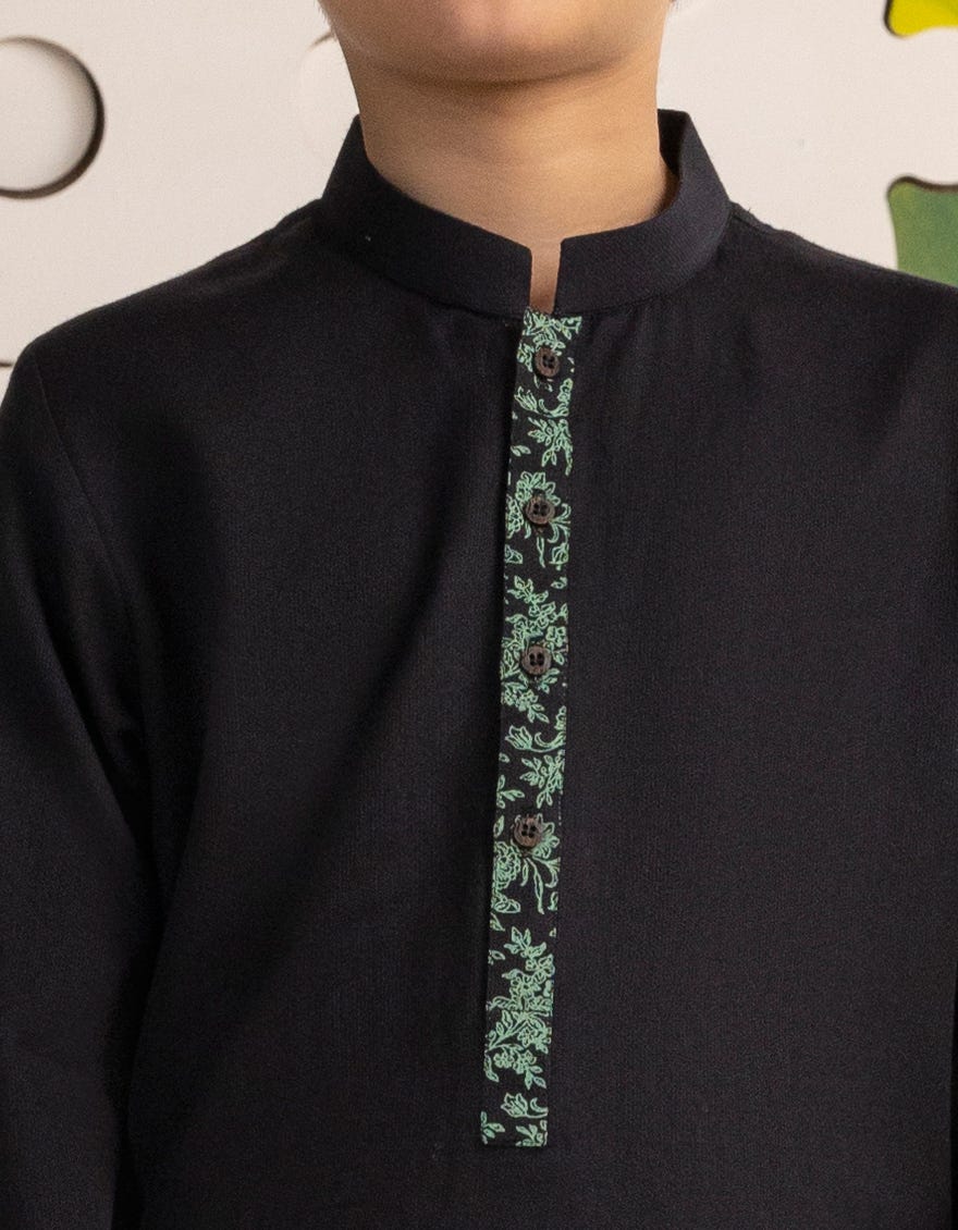 BLACK COTTON KURTA | JCK-A-39177/S24/JJ9589-CL - Image 3
