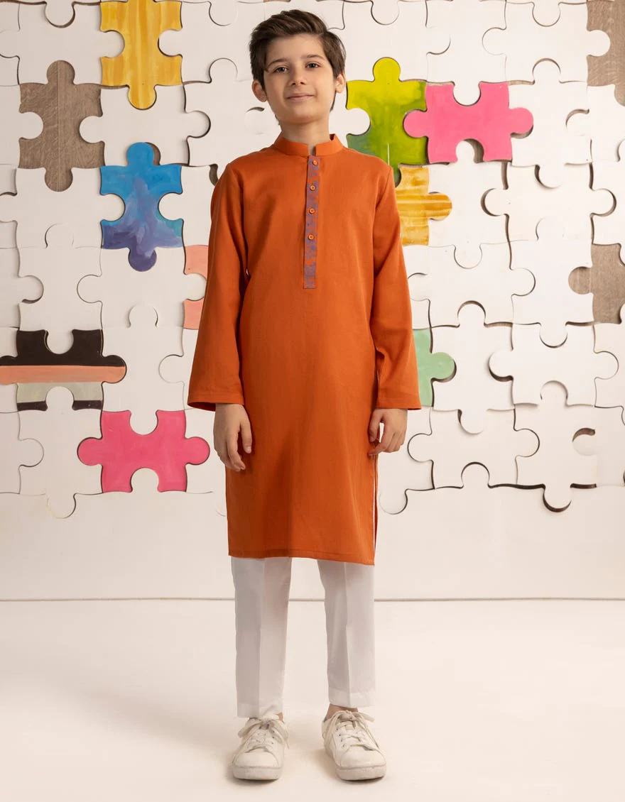 ORANGE COTTON KURTA | JCK-A-39179/S24/JJ9589-CL - Image 2