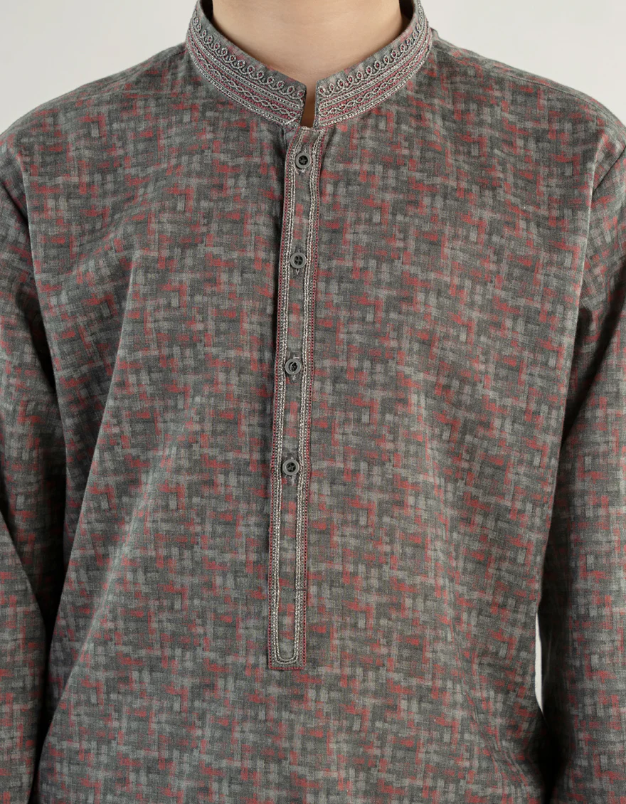 GREY COTTON KURTA | JCK-A-39232/S24/JJ9552-SF - Image 3