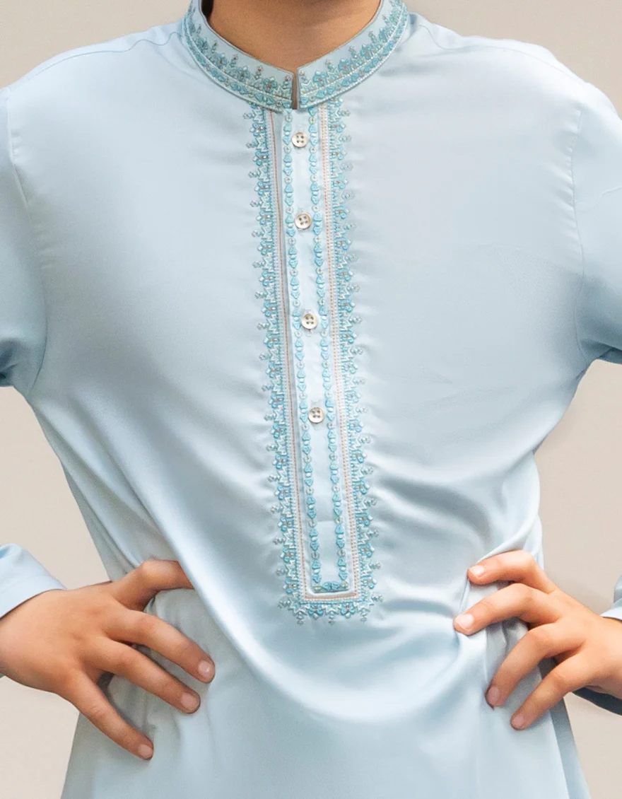 SKY BLUE BLENDED KURTA | JCK-A-39292/S25/JJ9954-FL - Image 2