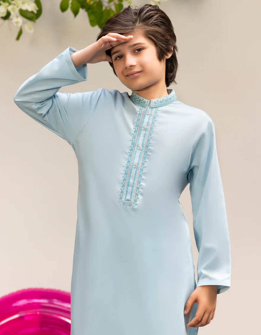 SKY BLUE BLENDED KURTA | JCK-A-39292/S25/JJ9954-FL - Image 3