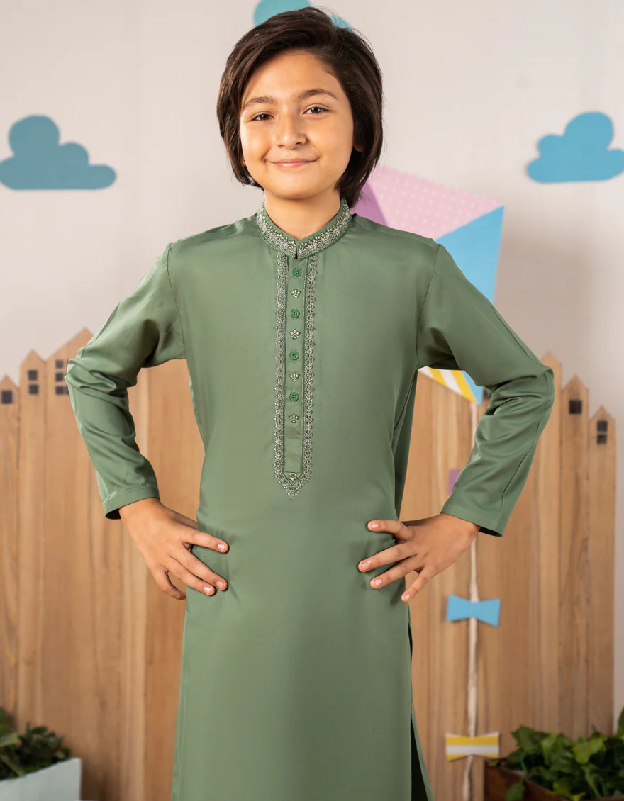 GREEN BLENDED KURTA | JCK-A-39293/S25/JJ9954-FL - Image 3