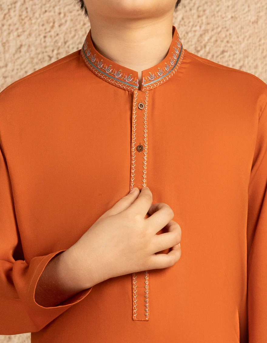 ORANGE BLENDED KURTA | JCK-A-39332/S25/JJ98 - Image 2