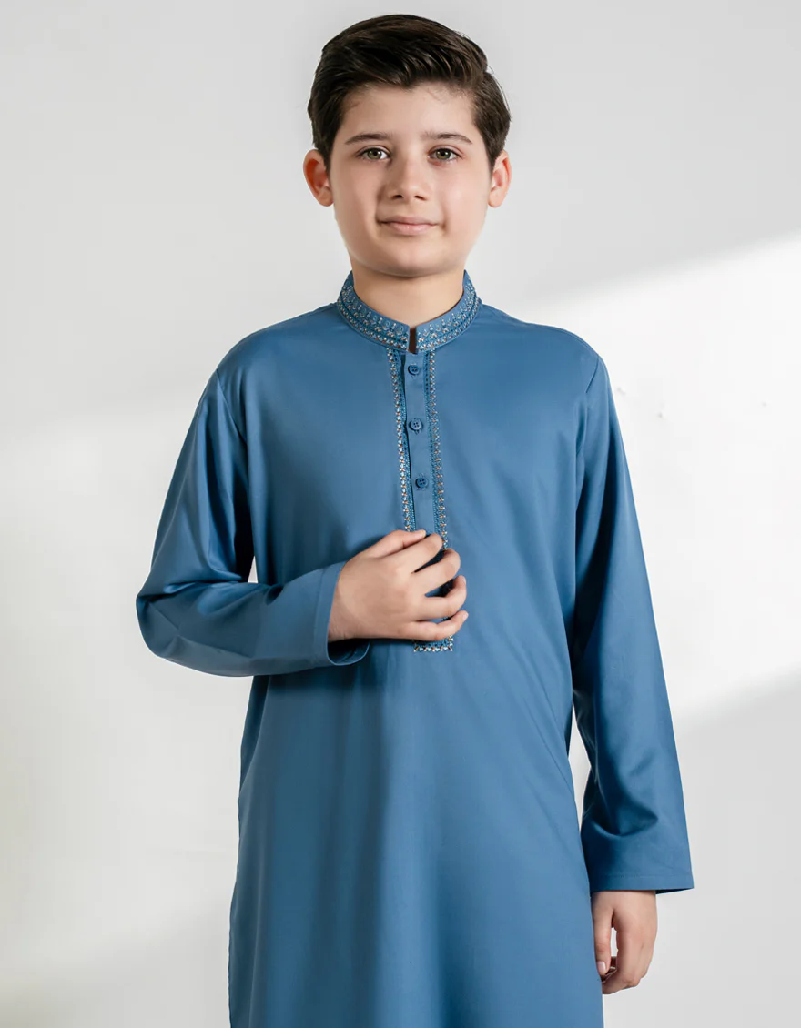 LIGHT BLUE BLENDED KURTA | JCK-A-39423/S25/JJ9955-SF - Image 2