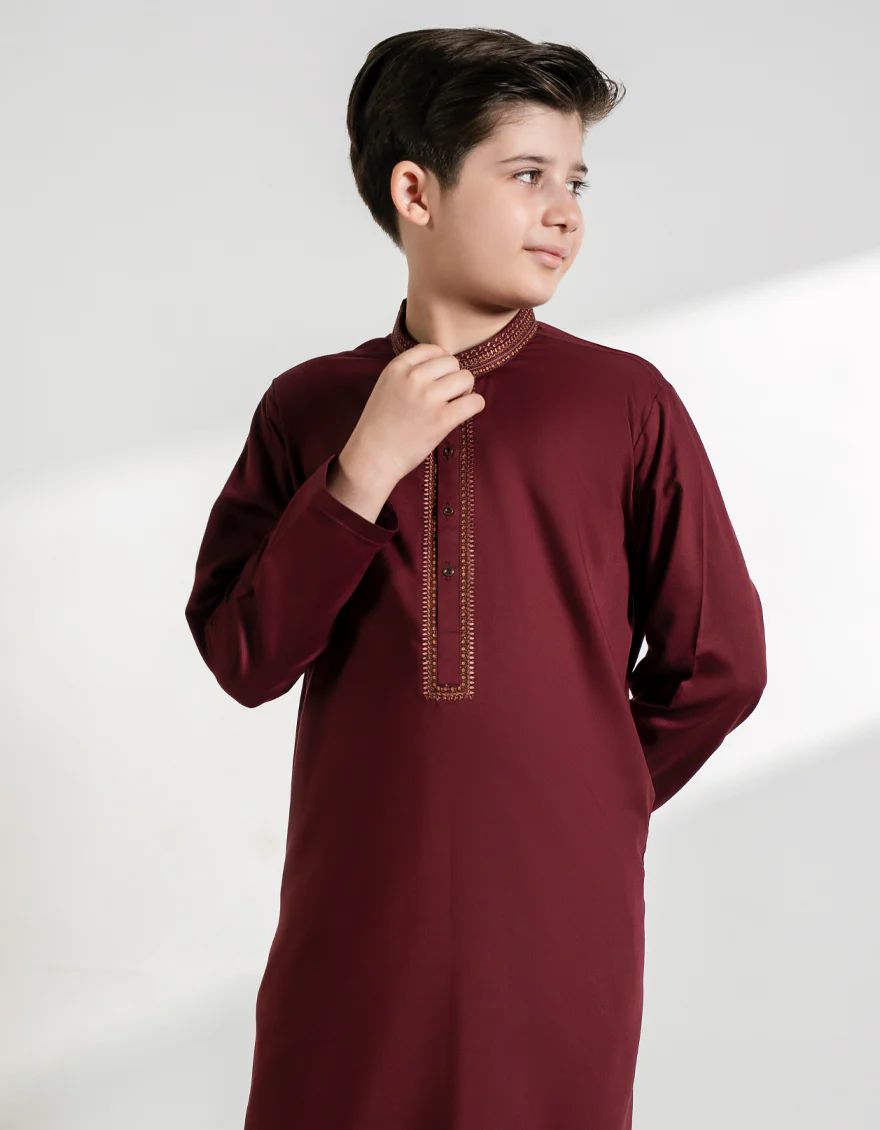MAROON BLENDED KURTA | JCK-A-39424/S25/JJ9955-SF - Image 2