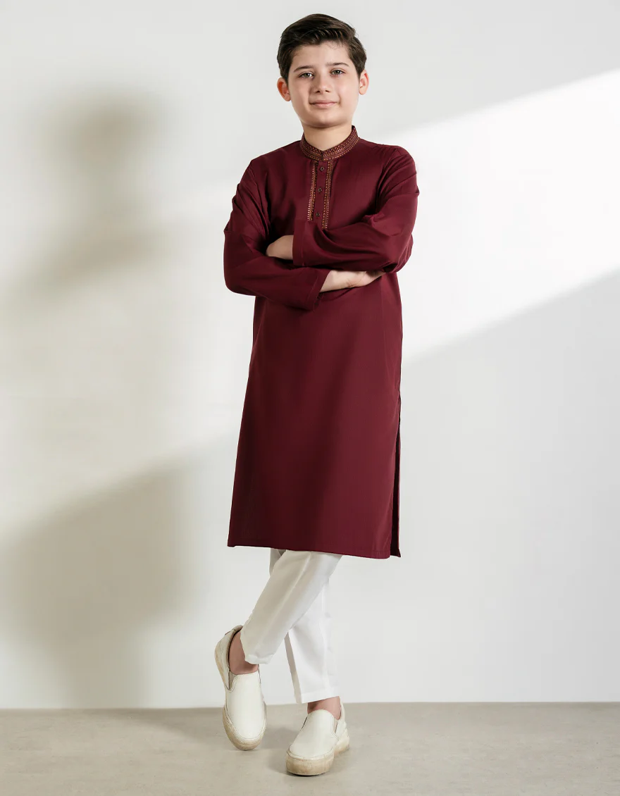 MAROON BLENDED KURTA | JCK-A-39424/S25/JJ9955-SF - Image 3