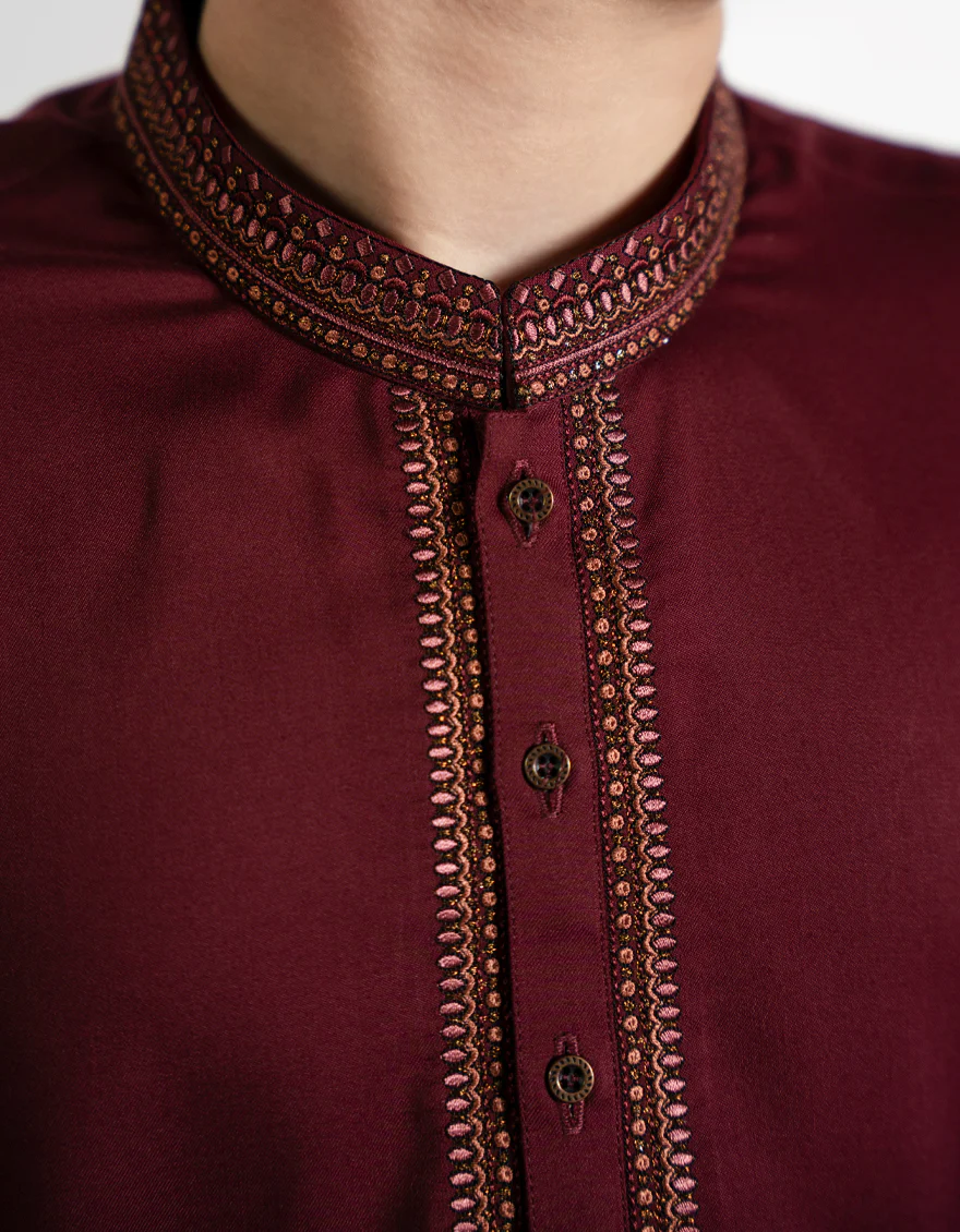 MAROON BLENDED KURTA | JCK-A-39424/S25/JJ9955-SF - Image 4
