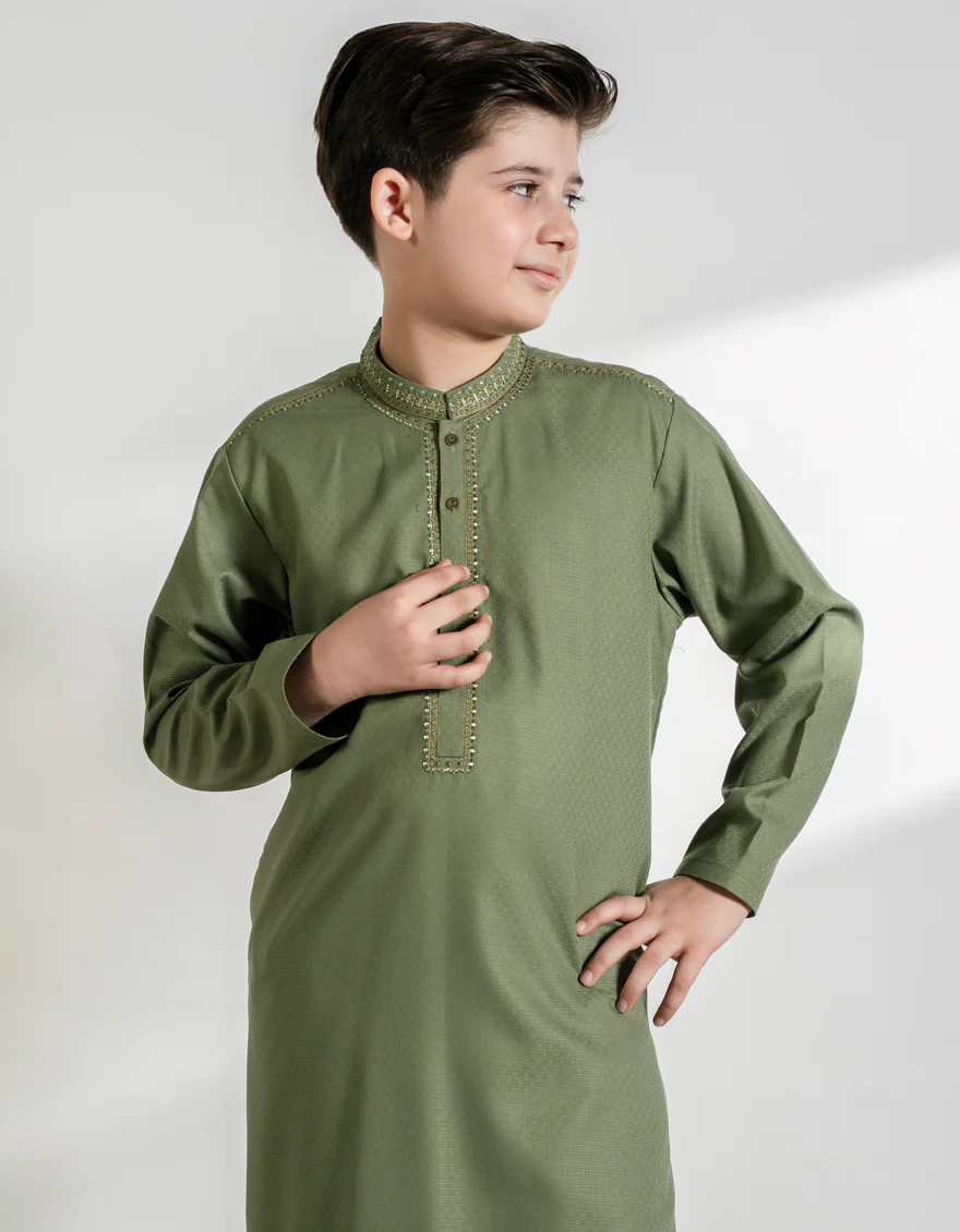 GREEN BLENDED KURTA | JCK-A-39448/S25/JJ10076-FL - Image 2