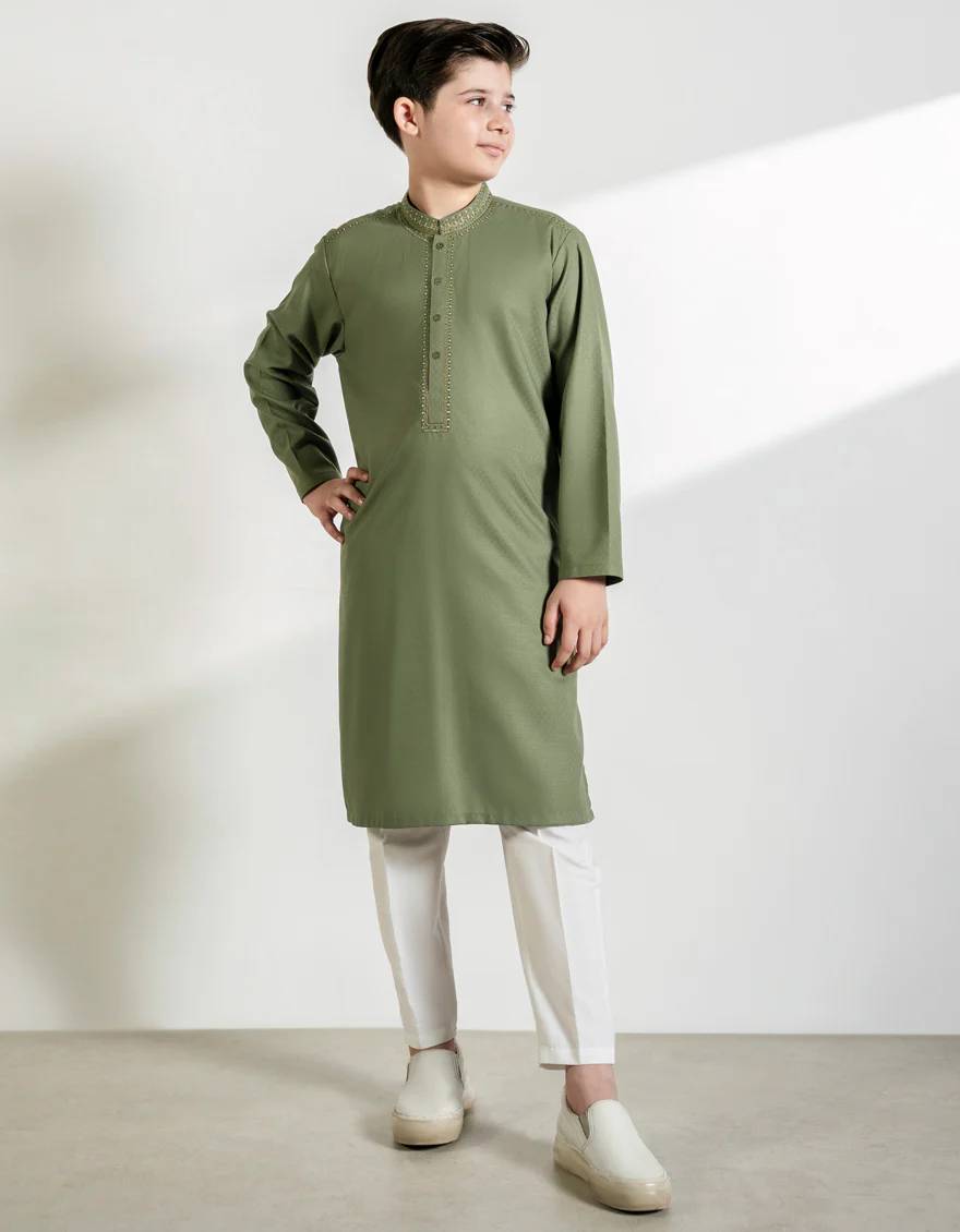 GREEN BLENDED KURTA | JCK-A-39448/S25/JJ10076-FL - Image 3