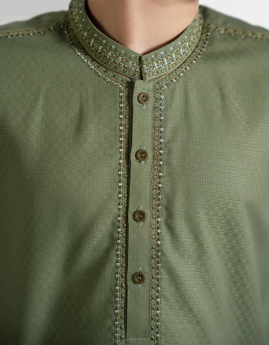 GREEN BLENDED KURTA | JCK-A-39448/S25/JJ10076-FL - Image 4