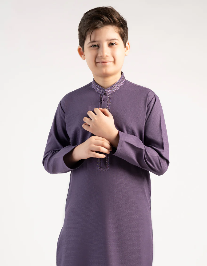 PURPLE BLENDED KURTA | JCK-A-39449/S25/JJ10076-FL - Image 2