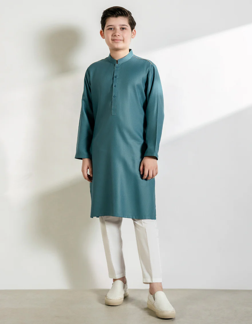 SEA GREEN BLENDED KURTA | JCK-A-39450/S25/JJ10077-PN - Image 3