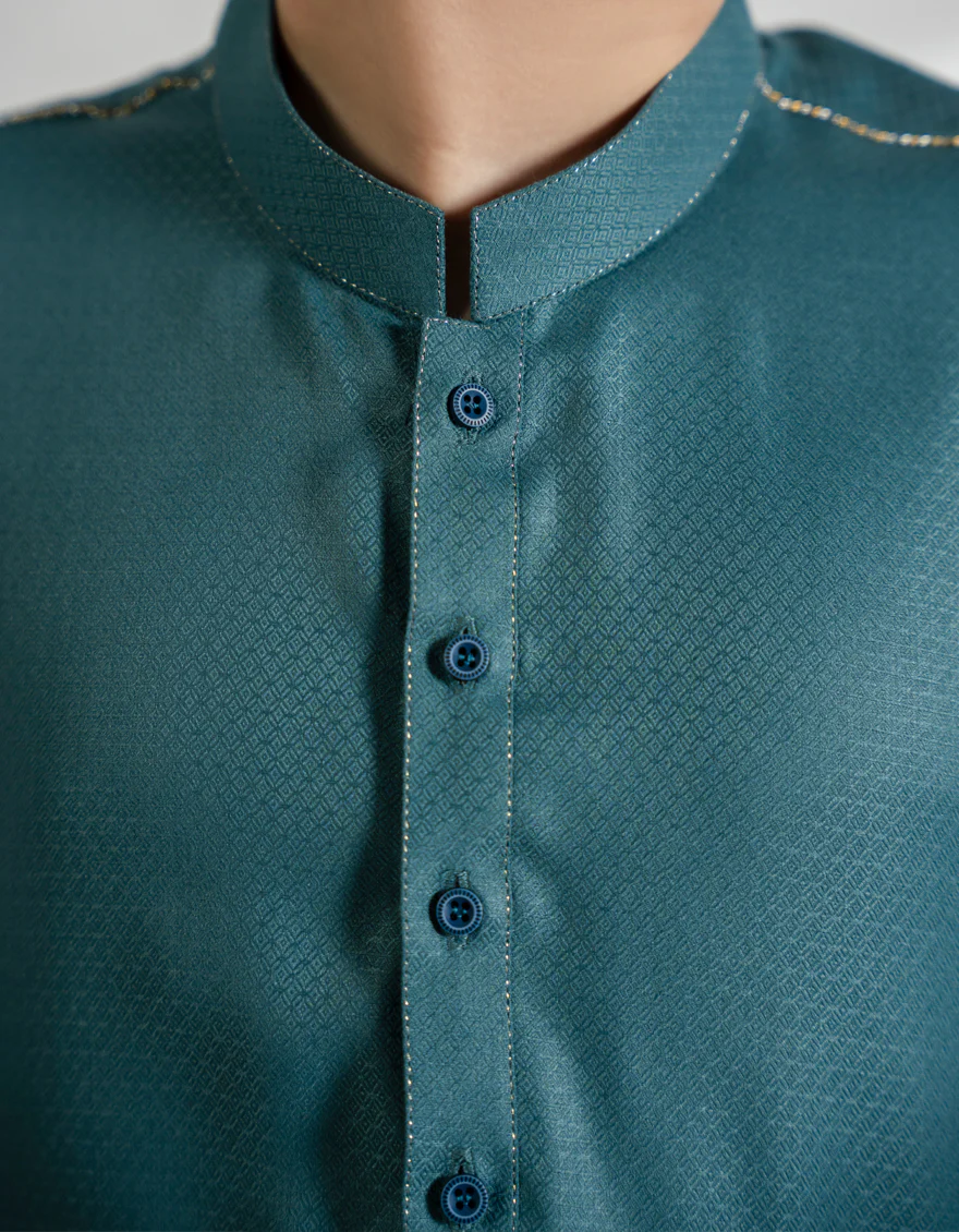 SEA GREEN BLENDED KURTA | JCK-A-39450/S25/JJ10077-PN - Image 4