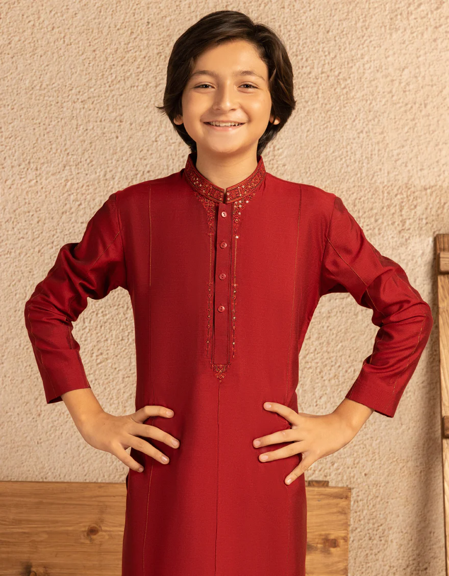 RED COTTON KURTA | JCK-A-39471/S25/JJ8823-PN - Image 2