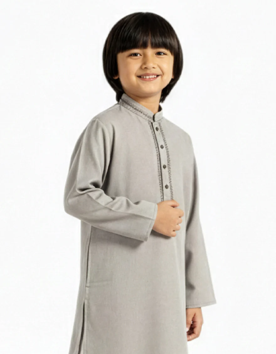 GREY COTTON KURTA | JCK-A-42003/S26/JJ10611-SF - Image 2