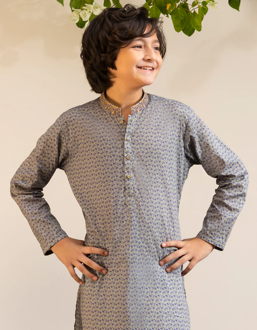 GREY COTTON KURTA | JCK-A-46608/S25/JJ97 - Image 2