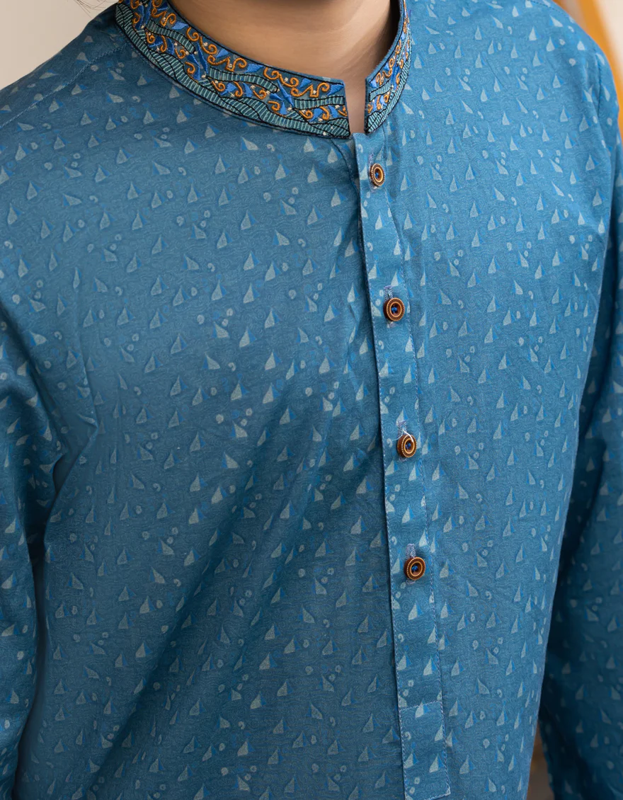 BLUE COTTON KURTA | JCK-A-46610/S25/JJ9774-SF - Image 2