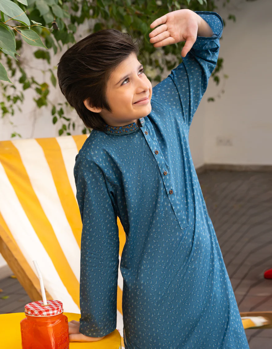 BLUE COTTON KURTA | JCK-A-46610/S25/JJ9774-SF - Image 3