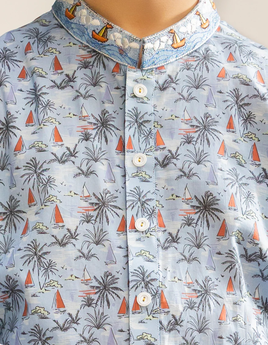 SKY BLUE COTTON KURTA | JCK-A-46611/S25/JJ9774-SF - Image 2