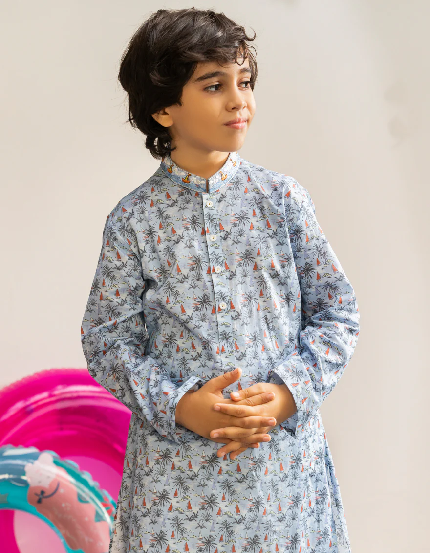 SKY BLUE COTTON KURTA | JCK-A-46611/S25/JJ9774-SF - Image 3