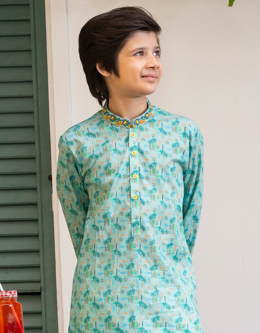 LIGHT GREEN COTTON KURTA | JCK-A-46612/S25/JJ9774-SF - Image 2