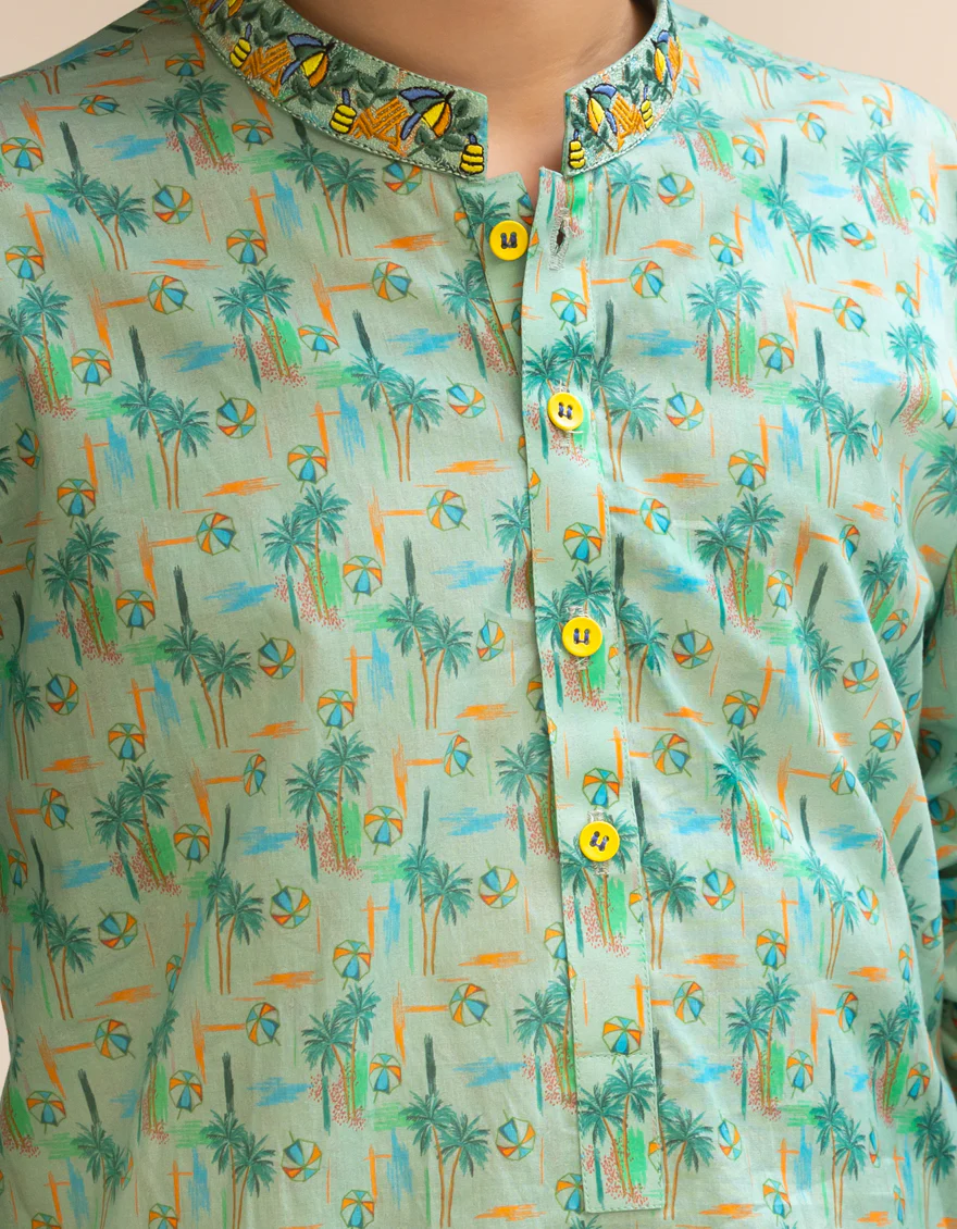 LIGHT GREEN COTTON KURTA | JCK-A-46612/S25/JJ9774-SF - Image 3