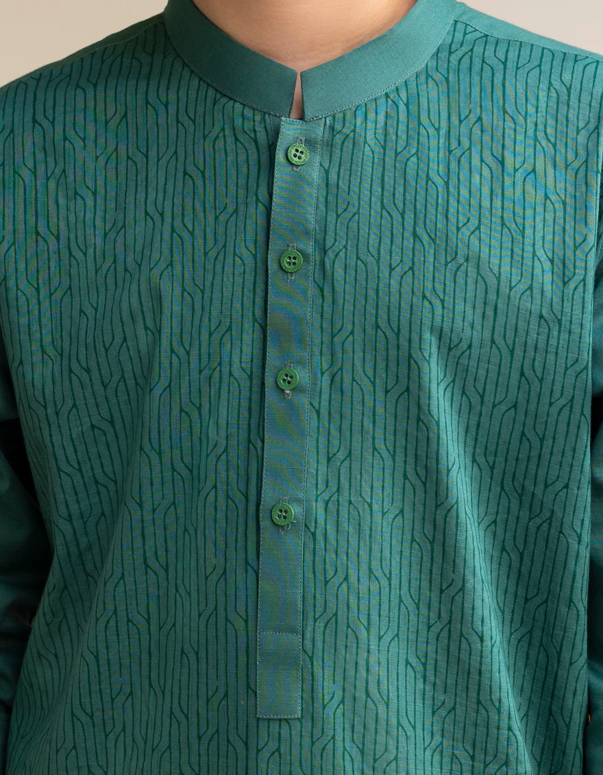 GREEN COTTON KURTA | JCK-A-50020/S25/JJ9552-CL - Image 3