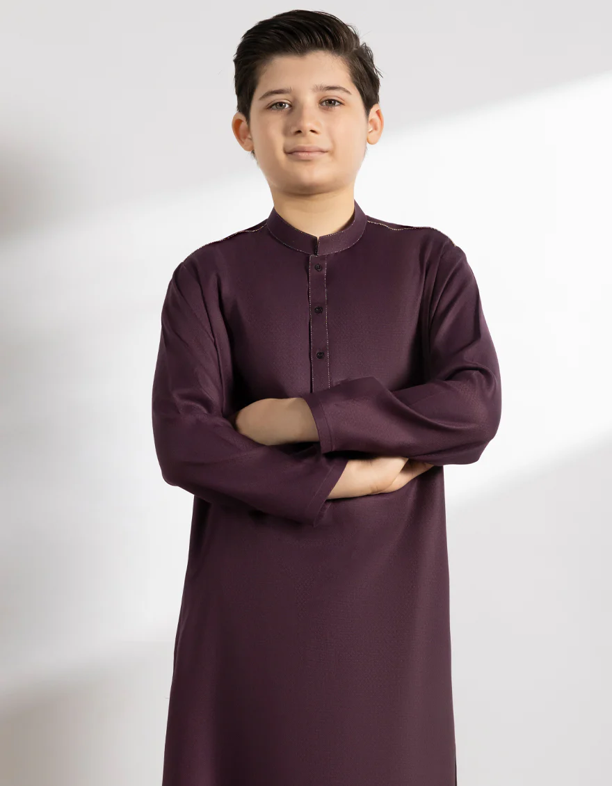 DEEP PURPLE BLENDED KURTA | JCK-A-50278/S25/JJ10077-PN - Image 2