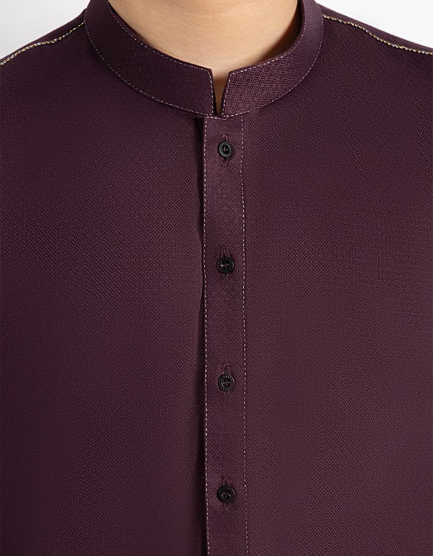 DEEP PURPLE BLENDED KURTA | JCK-A-50278/S25/JJ10077-PN - Image 3